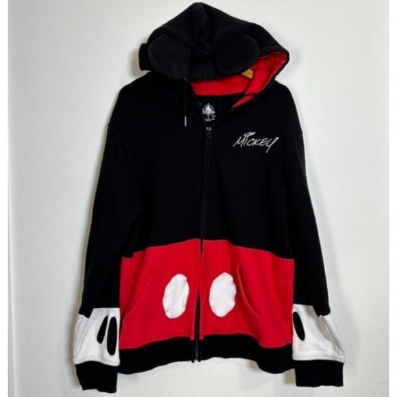 Disney Parks‎ Mickey Mouse Hoodie Adult Medium W/Ears Hooded Jacket Embroidered - Picture 1 of 8